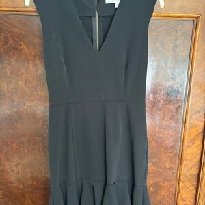 Veronica Beard Black Pleated Ruffled Mini Dress